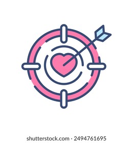 Heart Target Filled Color Icon, Vector illustration