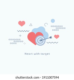 Heart with target icon concepts. Modern valentine vector illustration concept.