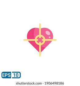 heart target icon in flat style isolated on white background. valentine day sign web design concept. EPS 10
