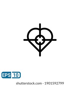 heart target icon in line style isolated on white background. valentine day sign web design concept. EPS 10