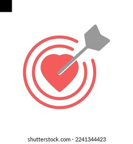 heart target icon logo flat style vector