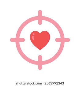 Heart target icon. Valentine's day, holiday celebration, love, romance, february concepts. Flat decorative vector design isolated illustration.