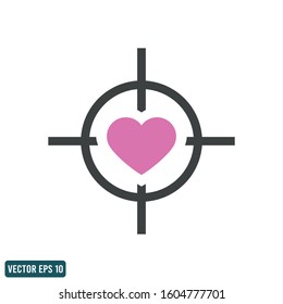 heart target or love aiming symbol logo template design element