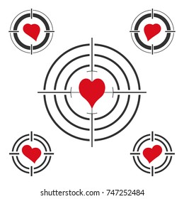 Heart and target. Love heart. Heart in a sight. 