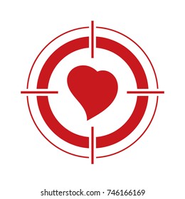 Heart and target. Love heart. Template.
