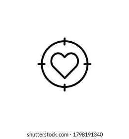Heart target simple thin line icon vector illustration
