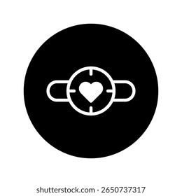 Heart target symbol with crosshairs aiming for love and affection in vector style icon