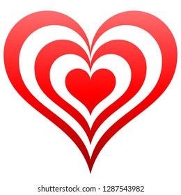 Heart target symbol icon - red gradient, isolated - vector illustration