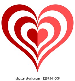 Heart target symbol icon - red simple, isolated - vector illustration