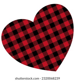 Heart with tartan pattern in red and black colors. Tartans. Vector