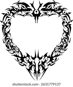 Heart tattoo, abstract neo tribal heart shape, frame or border