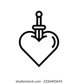 heart tattoo art vintage line icon vector. heart tattoo art vintage sign. isolated contour symbol black illustration