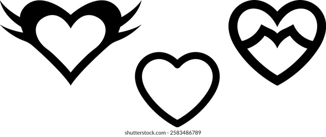 Heart Tattoo Icon Sign – Art and Design Vector Symbol Set