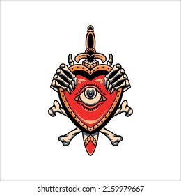 heart tattoo illustration vector design