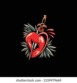 heart tattoo illustration vector design