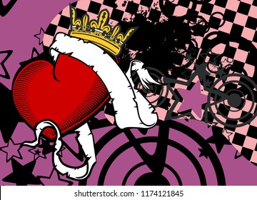 heart tattoo retro style background in vector format