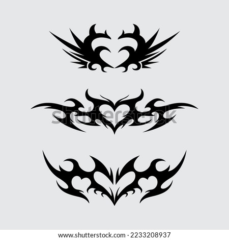 Heart tattoo sharp tribal vector simple and clean illustration editable