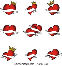 heart tattoo sticker set in vector format