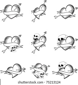 heart tattoo sticker set in vector format