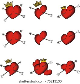 heart tattoo sticker set in vector format