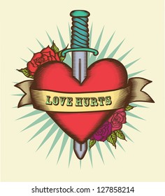 Heart in tattoo style.