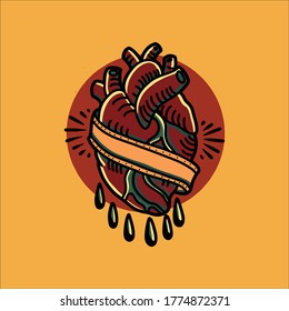 ilustración de diseño del vector del tatuaje cardíaco