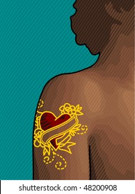 heart tattooed shoulder