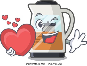 With heart tea maker is served in cartoon bottle