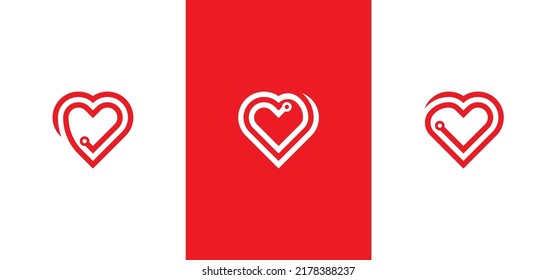 Heart Tech Logo Concept sign icon symbol Design. Heart Technology Logo. Vector illustration logo template
