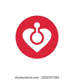 Heart tech logo, love technology logo icon design
