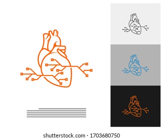 Heart Tech logo vector template, Creative Human Heart logo design concepts