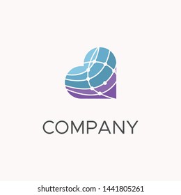 Heart and technology combination logo template