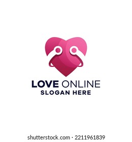 Heart Technology Gradient Logo Template