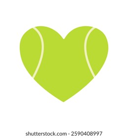 Heart in tennis ball colors, isolated on white background, simple sports symbol for game, competition, and recreation