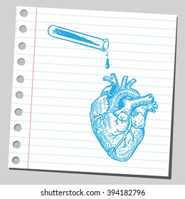 Heart and test tube