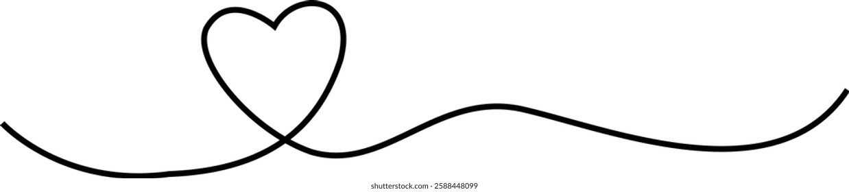 Heart Text Divider Icon design with Hand Drawn Love Line