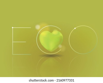 El corazón con texto ECO muestra la cuestión social de la ilustración vectorial ambiental gráfica EPS 10