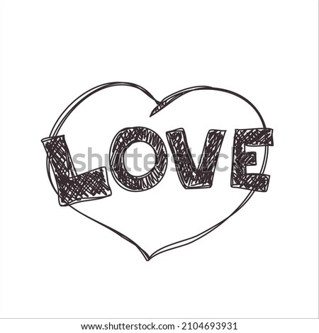 heart text love shape letter scetch