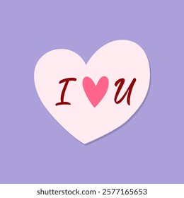 A heart with the text I love you. I love text labels. The word love has been replaced with the shape of a heart. Vector illustration