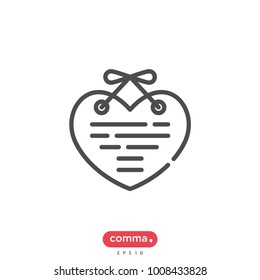 Heart with text vector icon