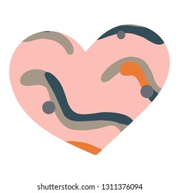 Heart texture. Love and pattern. Valentine's day concept. Colorful sticker. Abstract pattern - pink, orange, blue, grey elements isolated on white background