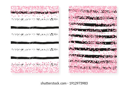 Heart Texture. White Magic Print. Feminine Particles Set. Golden Stylish Illustration. Birthday Wallpaper. Stripe Abstract Offer. Pink Trendy Cover. Stripe Heart Texture