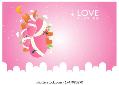 The heart that has a road running pink-green