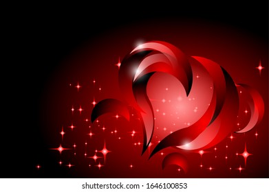 Heart themed abstract black and red background. Vector illustration