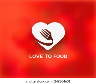 heart themed love food icons, logo.