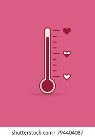 Heart thermometer icon. Love card. Happy valentine day