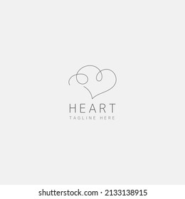 Heart thin line logo concept, love symbol, minimalism. Icon with curls and spirals. Vector illustration.