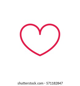 heart thin line red icon on white background, happy valentine day