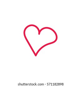 heart thin line red icon on white background, happy valentine day