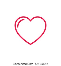 heart thin line red icon on white background, happy valentine day